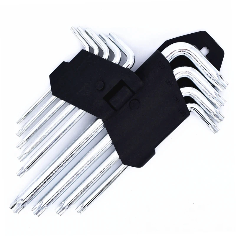 9-Piece Carbon Steel Torx Set (T10–T50) – Dual-End L-Shape, ISO 2936 Certified for Mechanics & DIY