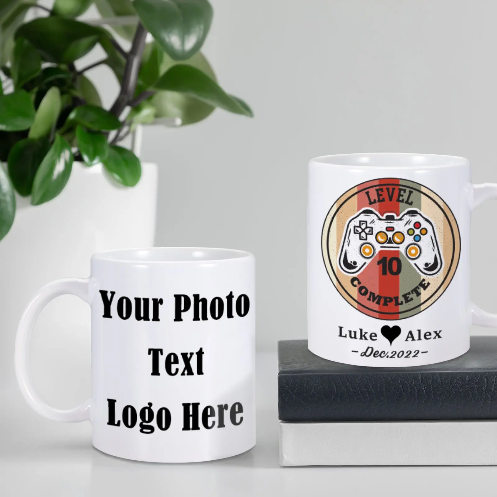 Custom Name Photo Mugs Gift for Couple Gamers Personalized Photo Text Ceramic Mugs Drinkware Milk Cup Coffee Mug Juice Cup