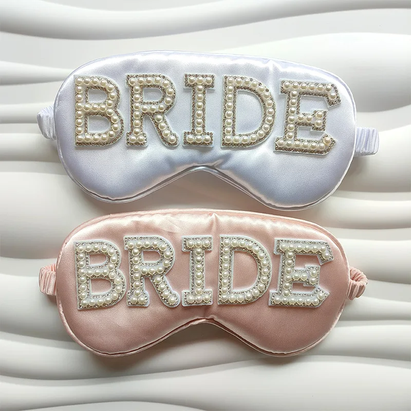 Bride To Be Pearl Monogrammed Eye Mask Sleep Blackout Bridal Party Bachelorette Party Wedding Decorations Gift Mrs WIFEY Wedding