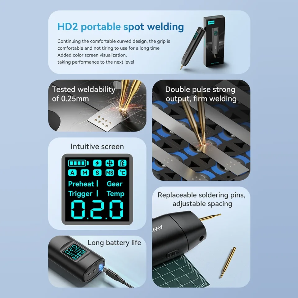 H2/HD2 Handheld Digital Spot Welder Kit For 18650 Lithium Battery