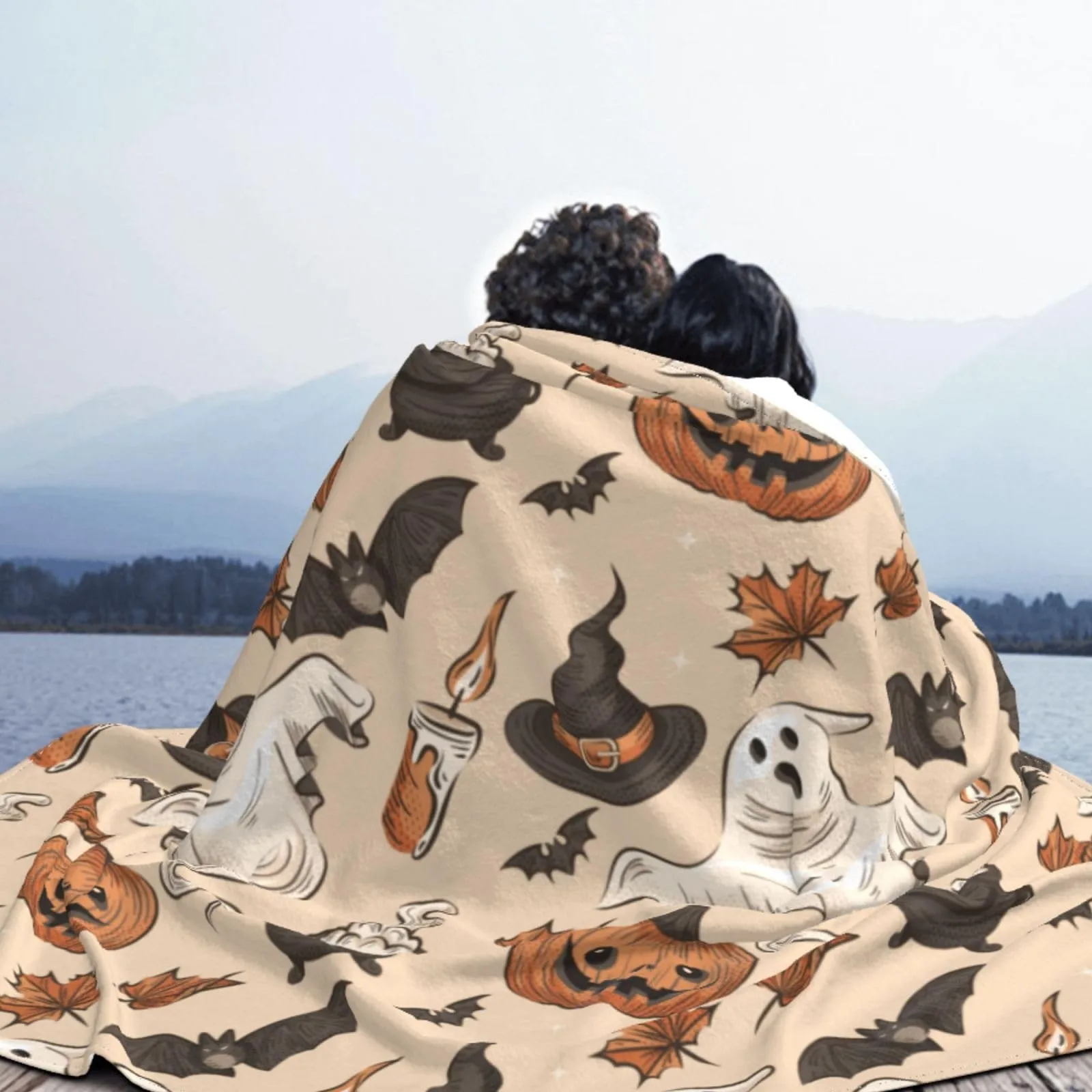 New Halloween Lightweight Throw Blankets Gothic Ghost Pumpkin Nap Blanket Soft Cozy Sofa Living Room Bed Blanket Halloween Gift