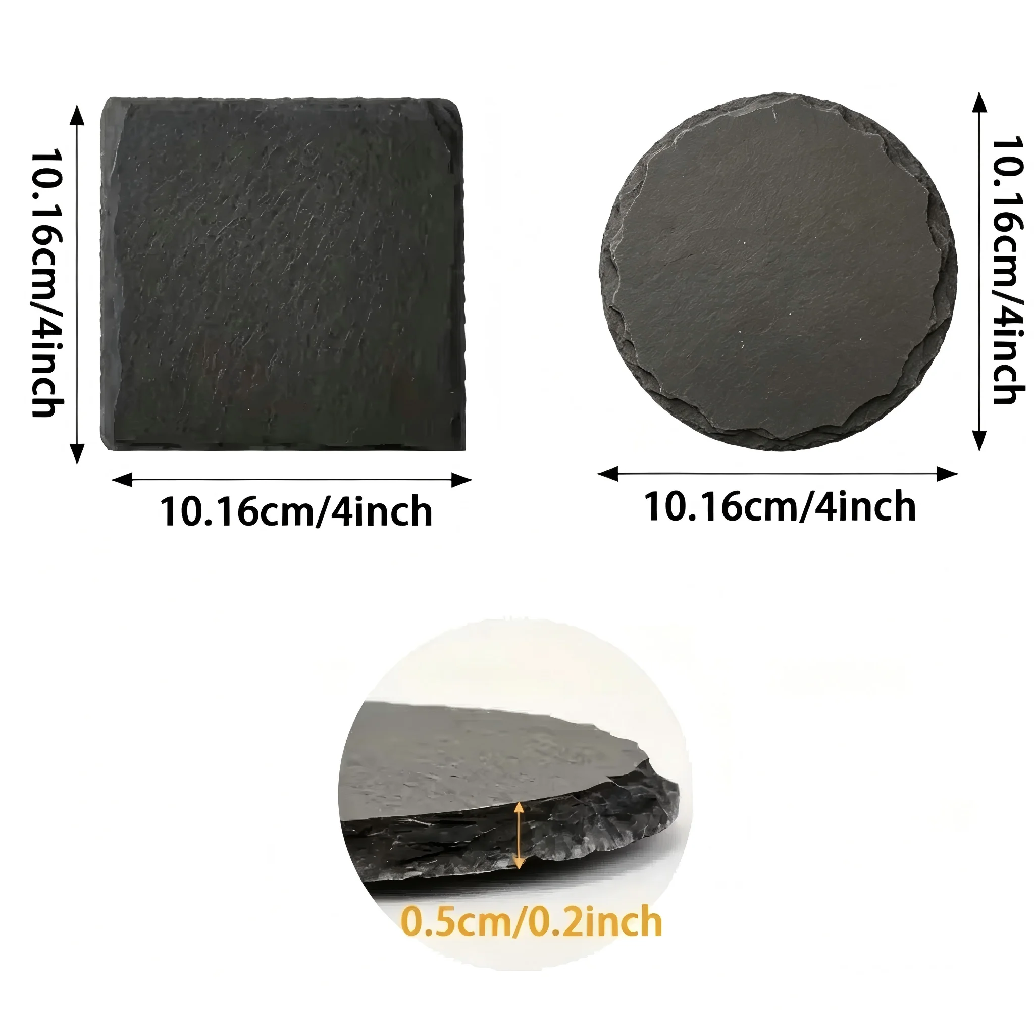 Untersetzer aus Schiefer, 12 rund 12 quadratisch / 18 rund 18 quadratisch / 24 rund 24 quadratisch / 48 rund 48 quadratisch Stück, lasergravierbare Steinuntersetzer, Dekoration (10 x 10 cm) – Detail 5