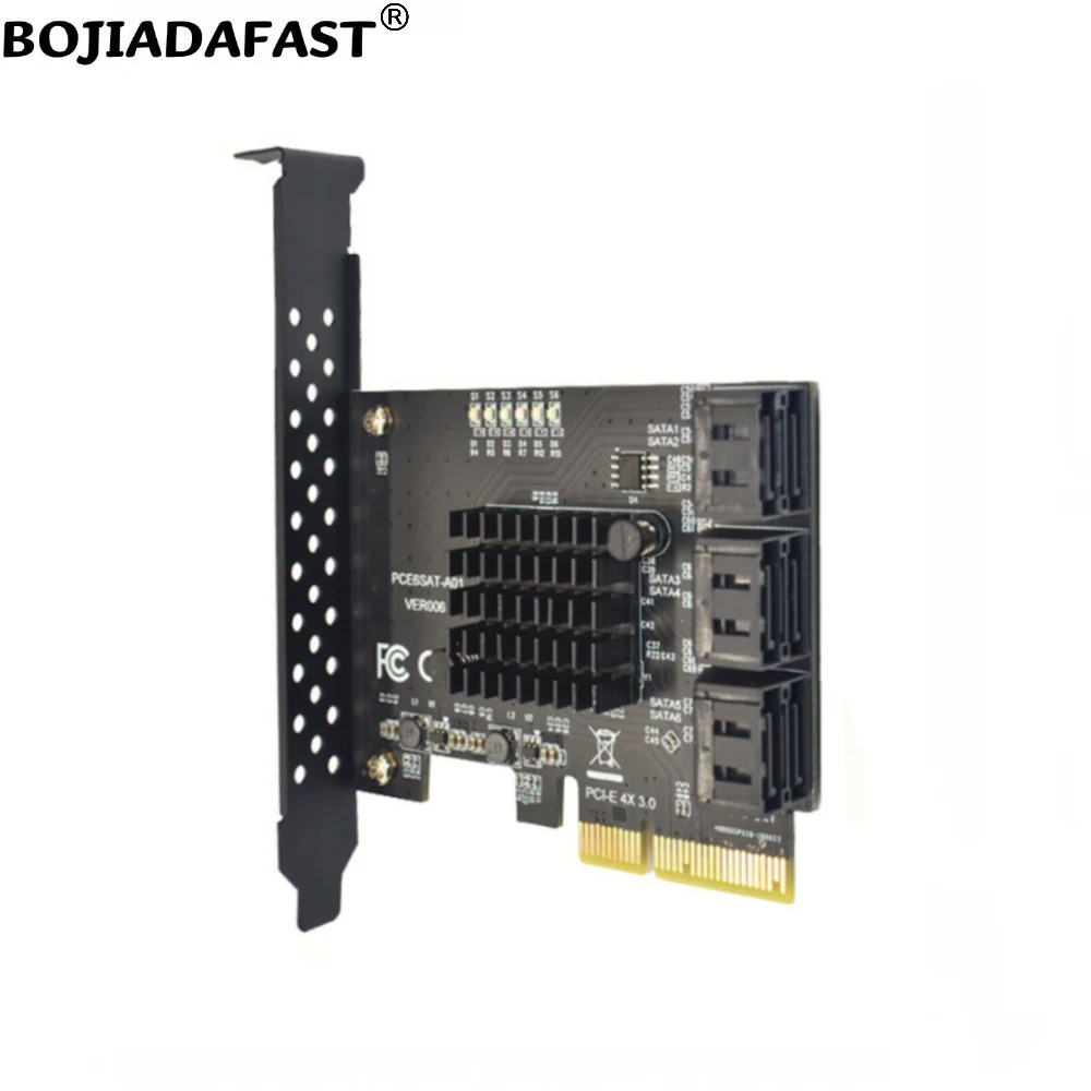 6 * موصل SATA 3.0 إلى بطاقة توسيع PCI-E 3.0 4X PCIe X4 بسرعة 6 جيجابت في الثانية ASM1166 لمحرك الأقراص الصلبة HDD