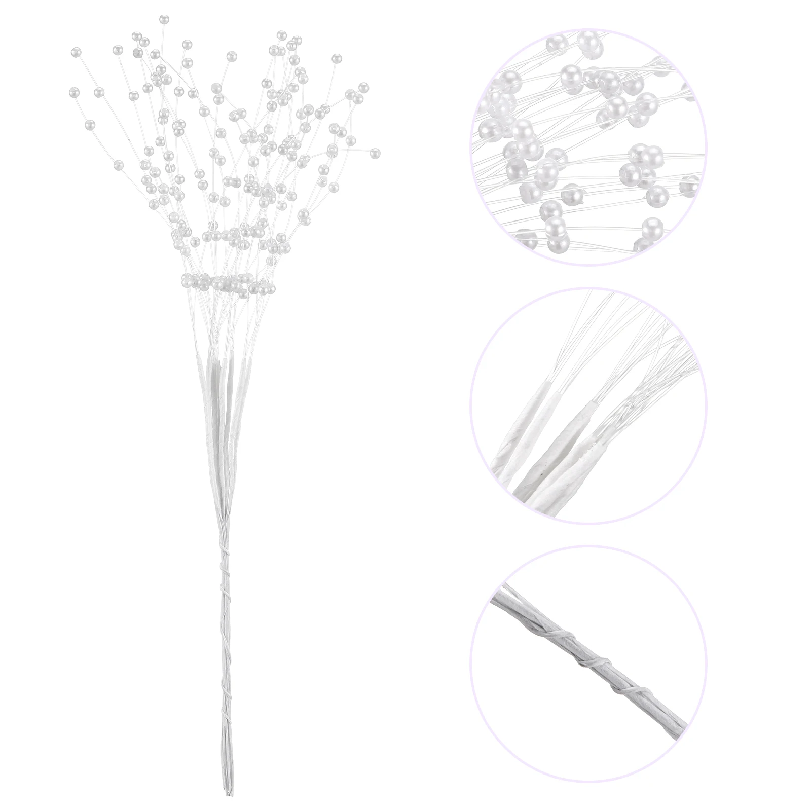 

100pcs 22Cm Abs Pearl Sticks White Wedding Bridal Bouquet Floral Decoration Supplies String Pearls Centerpiece Party Glue Gun