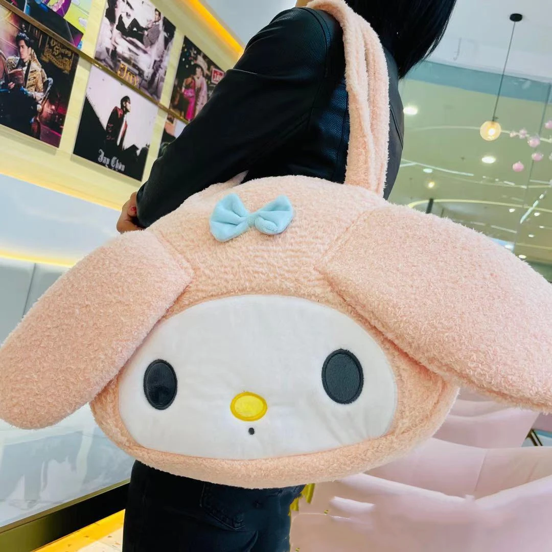 Kawaii Anime Kuromi My Melody Shoulder Bag Handbag Lovely Japanese Style Plush Toy Cute Cosmetic Bag Gifts For Girl Student