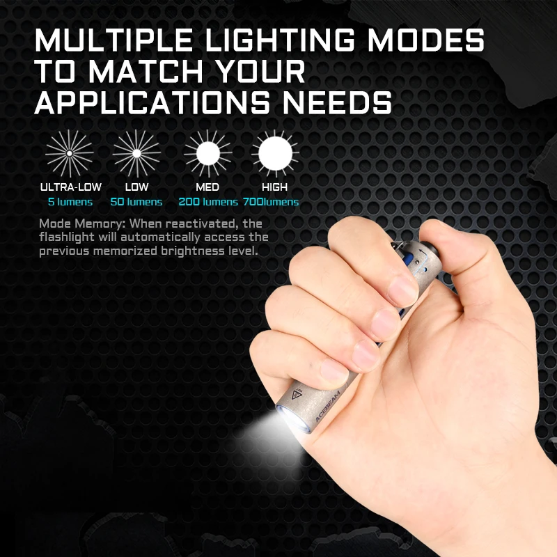 ACEBEAM Titanium LED Flashlight Rider RX 2.0 Max 700 Lumens EDC AA Flashlight, Bolt-action Design IP68 Waterproof handby toy