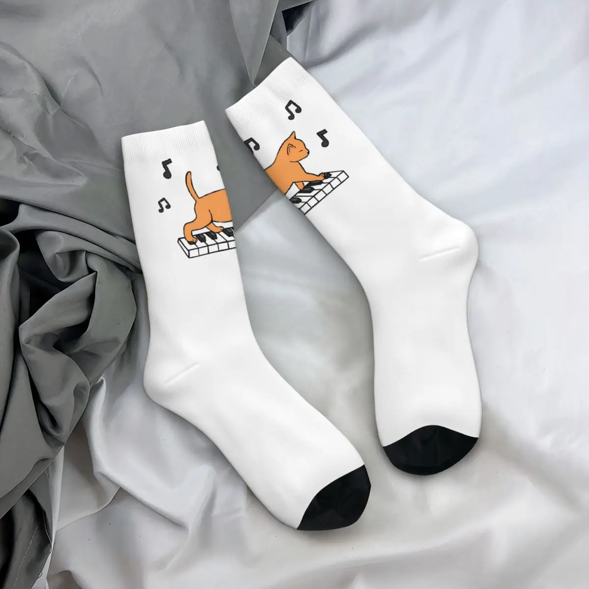 

Piano Cats Stockings Men Socks Quality Trendy Socks Spring Skateboard Anti Skid Printed Socks Birthday Present