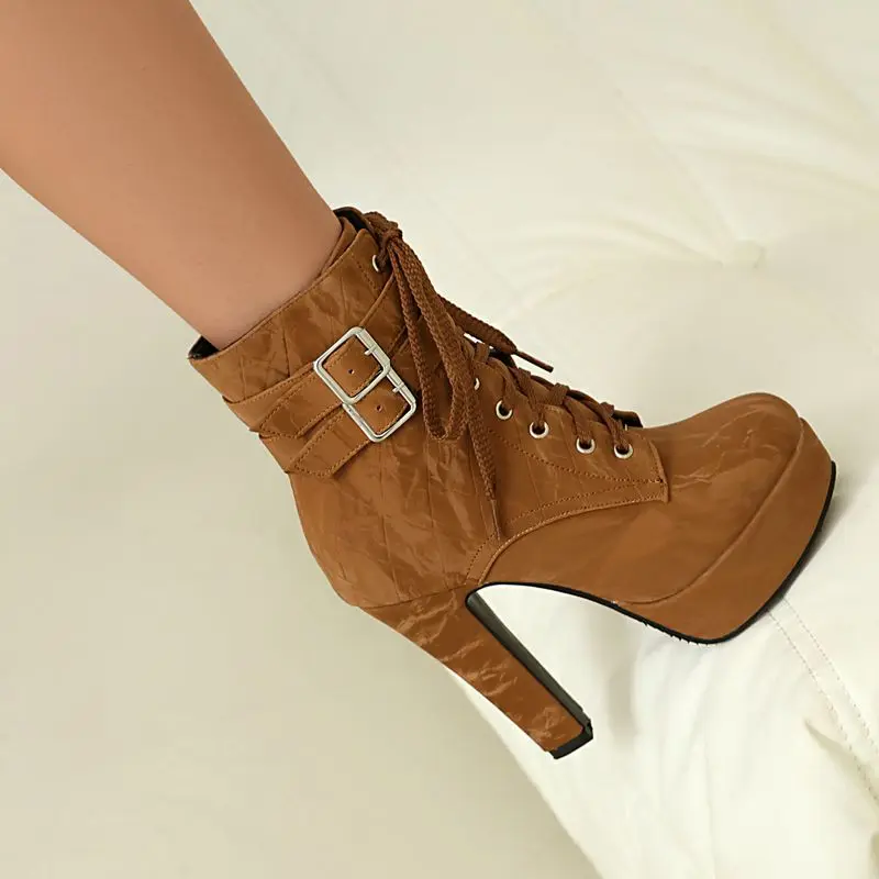 ORCHA LISA أنيقة المرأة حذاء من الجلد جولة تو 11.5 سنتيمتر Ultrahigh كعب 3 سنتيمتر منصة سستة الدانتيل يصل حزام مشبك مثير الجوارب #2