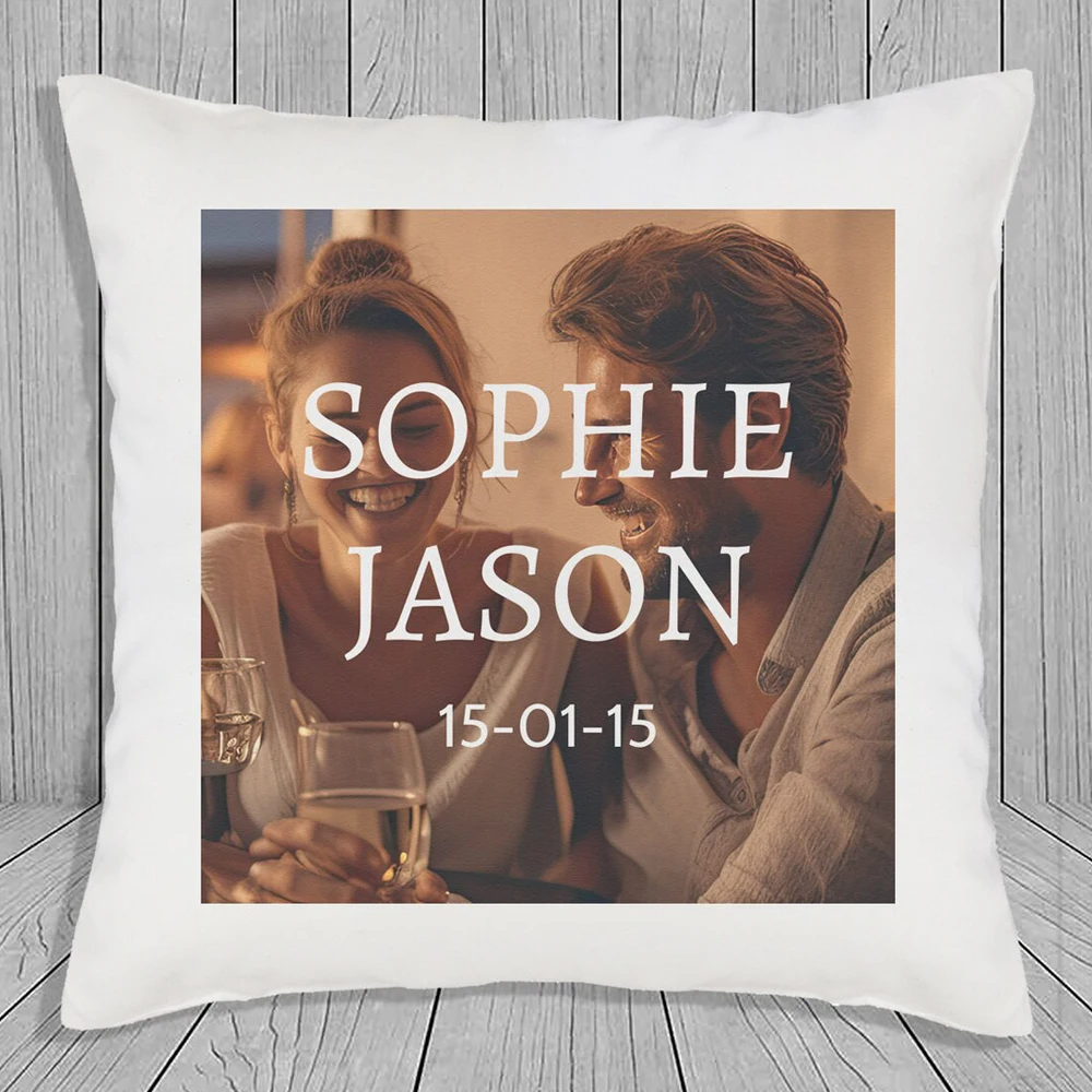 Personalised OWN PHOTO ANIVERSARY Cushion Custom Photo pillowRomantic Gift BEDROOM Custom Cushion Cover DIY Customized Throw