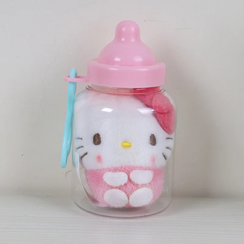 Sanrio Kuromi Cinnamoroll Cartoon Peripheral Hello Kitty Pachacco Baby Bottle Plush Toys Kawaii Bag Pendant Keychain Girls Gift