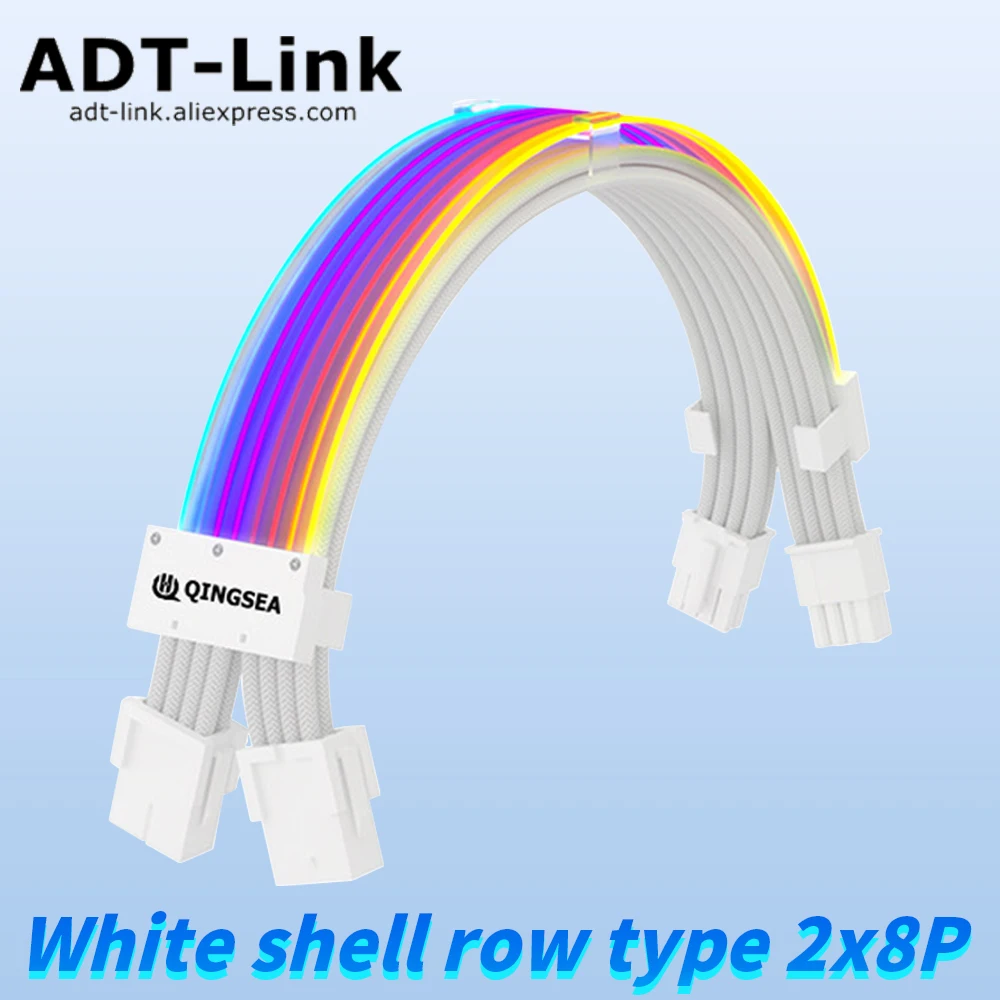 

Argb Glowing Cable Graphics Card Extension Cable 2*8P Row Synchronized Vga Cable Nylon Braided Mesh Cable Extension Cable