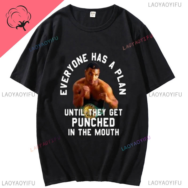 الجميع لديه خطة مثقوبة في الفم. مايك تايسون تي شيرت الصيف قصيرة الأكمام س الرقبة الرجال تي شيرت جديد XS-3XL