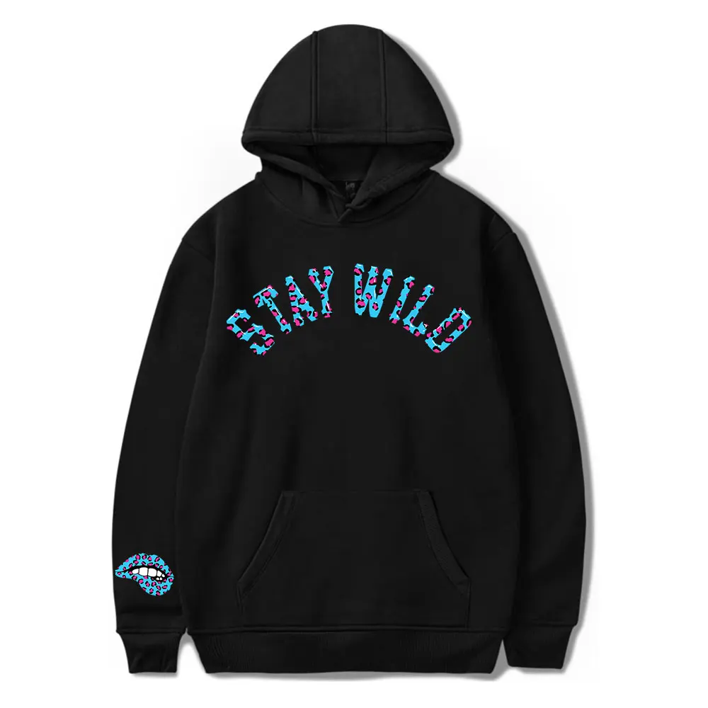 Ben Azelart Stay Wild Lip Vintage 90s Hoodie Unisex Harajuku Hip-hop Streetwear Fashion Sweatshirt Spring and Autumn Outwear