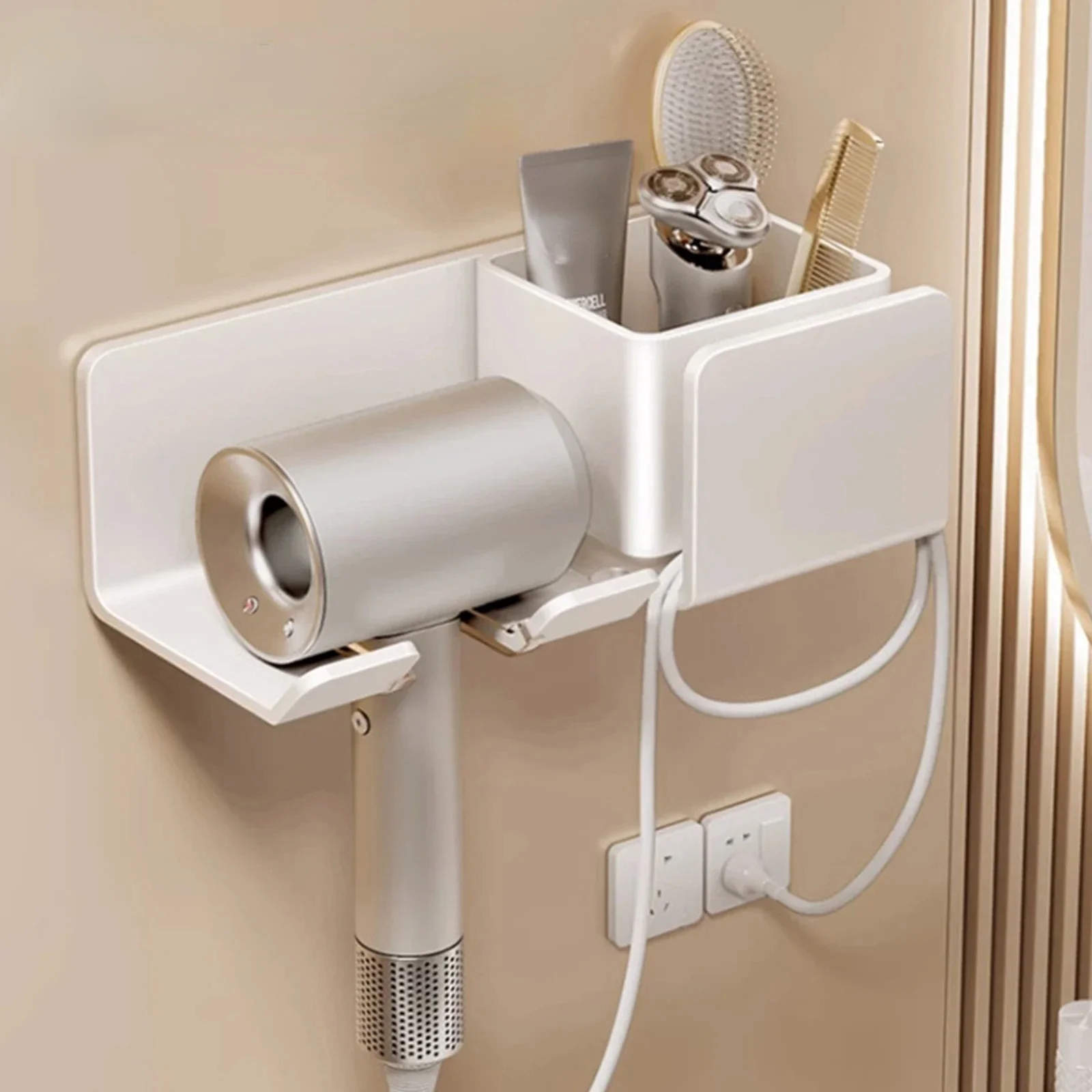 

Hair Dryer Holder Wall Dryer Cradle Straightener Stand Hairdryer Organizer Box Toilet Blower Holder Shelf Bathroom Accessories