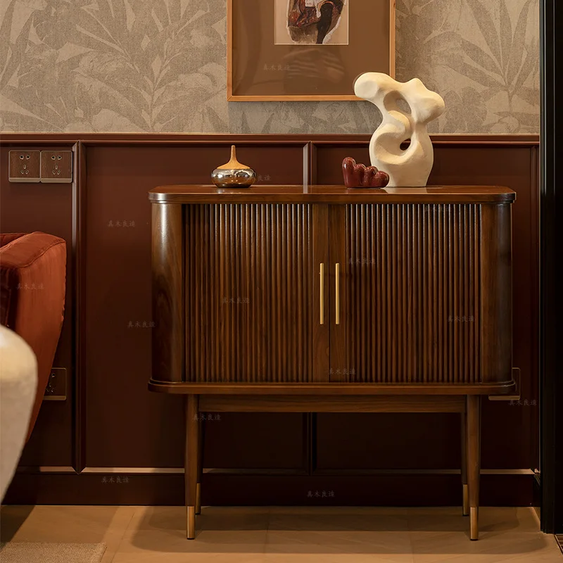

Solid wood black walnut chest simple log bedroom living room locker