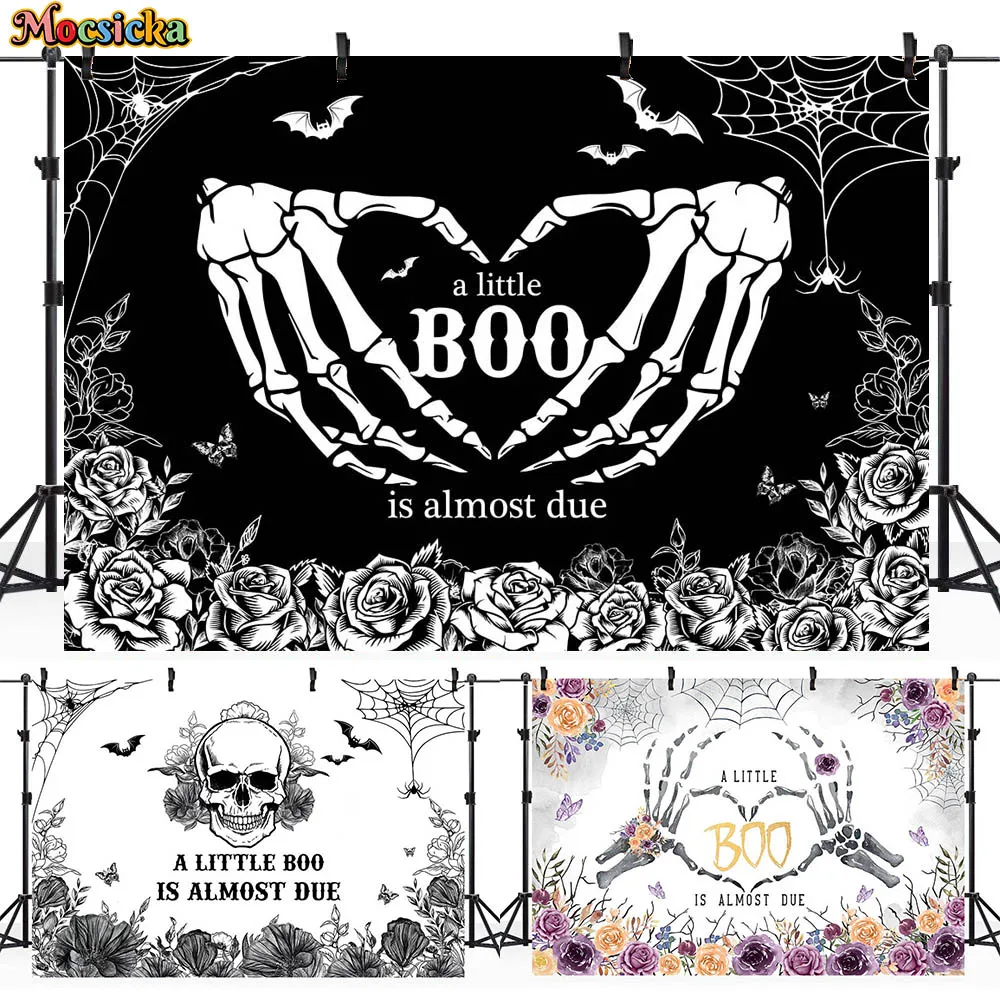 

Mocsicka A Little Boo Is Almost Due Photo Background Ghost Halloween Baby Shower Backdrop Newborn Welcome Party Decor Photoshoot