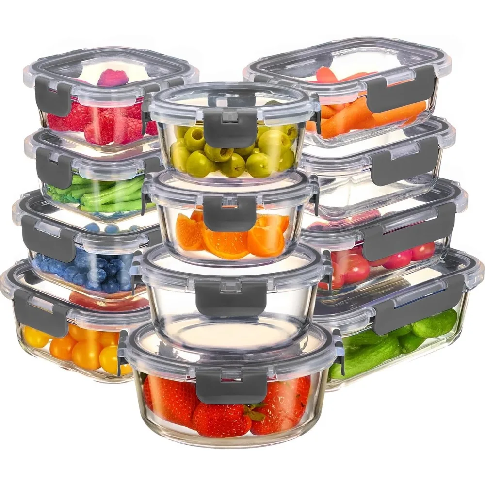 

Premium Borosilicate Glass Meal Prep Containers with Airtight Lids, BPA Free for Storage, Freezer & Oven Use