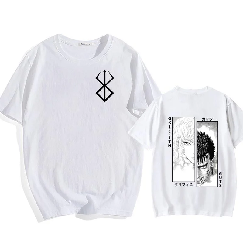 New Anime T Shirt Guts Griffith Graphic Print T-shirt Unisex Casual Round Neck Loose Short Sleeve Tops