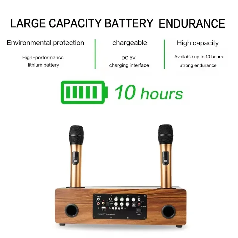 High Power Bluetooth Speakers Karaoke System Wooden TV/PC Bass Subwoofer HIFI Home Theater KTV Audio with MIC All-in-one Machine