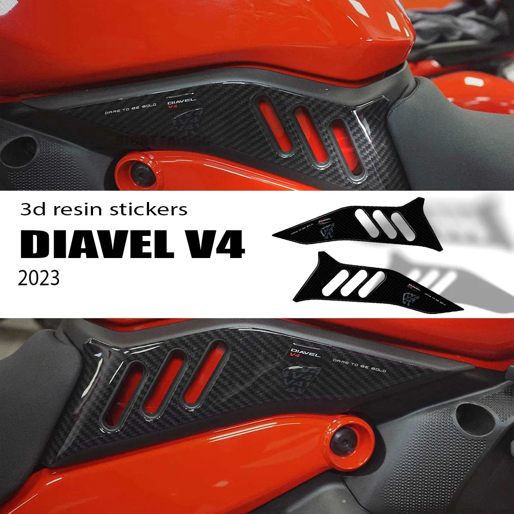 2023 Diavel V4 Motorcycle Accessories Side Area Protector 3D Epoxy Resin Sticker Kit for Ducati Diavel V4 2023-