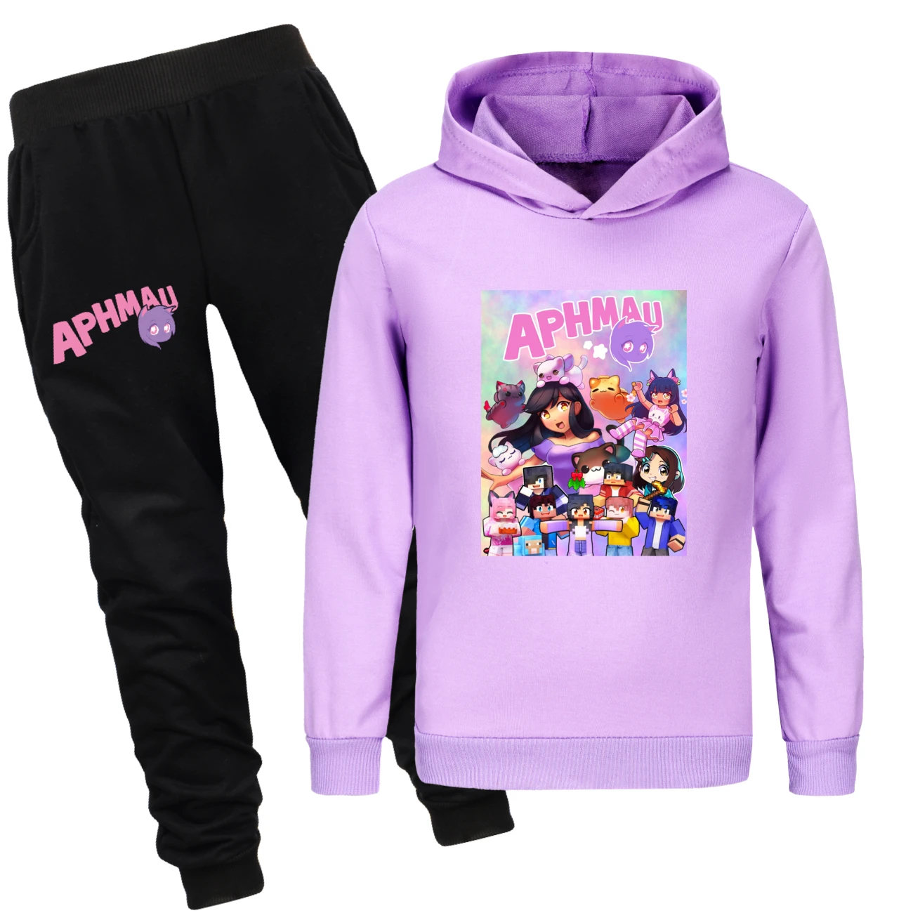 

Newest Aphmau Cat Clothes Kids Cartoon Hoodies+pants 2pcs Sets Toddler Girls Outfits Teenager Boys Tracksuit Children's Clothing