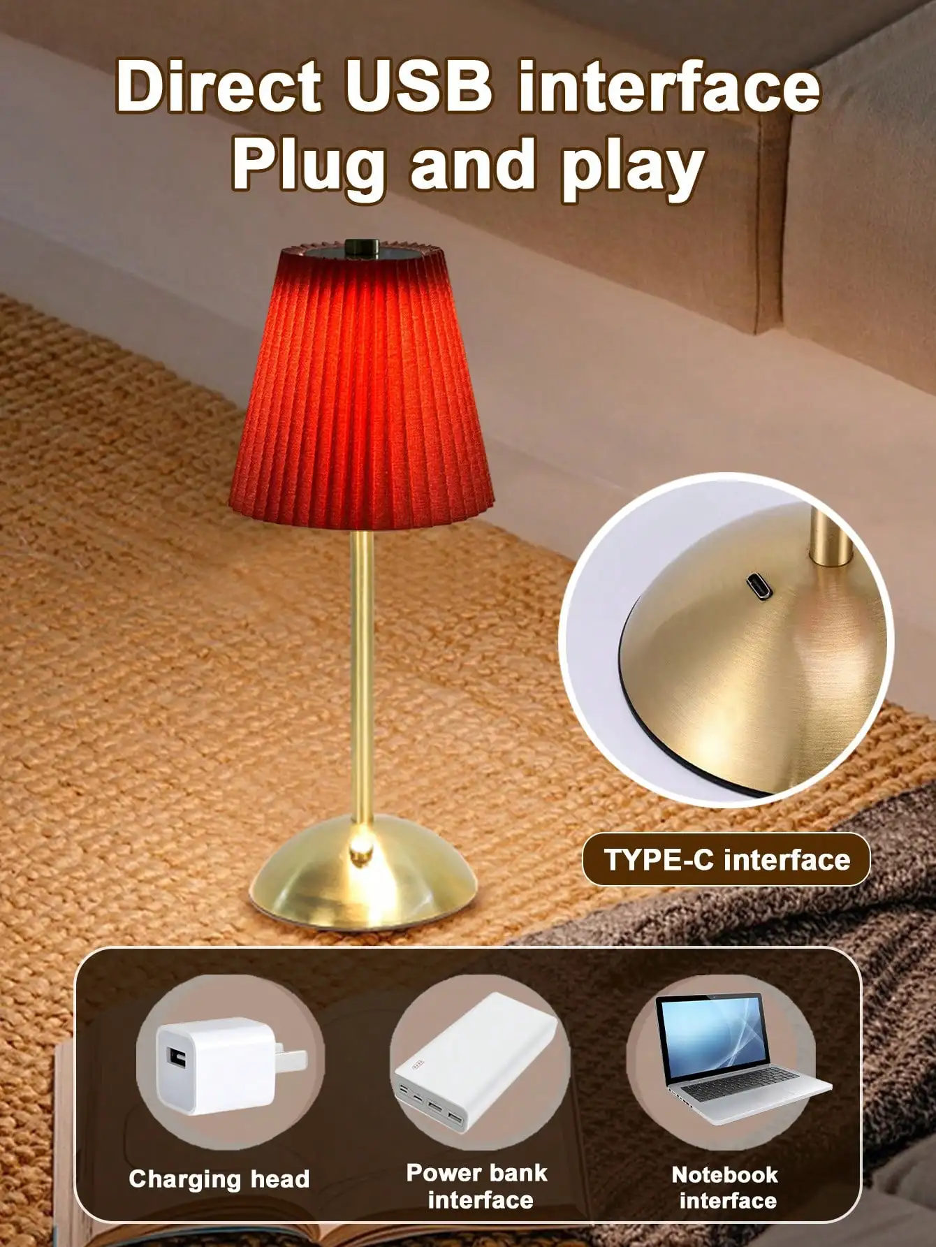 مصباح طاولة قماشي مطوي LED: يعتم باللمس بثلاثة ألوان، فاخرة بسيطة، مصباح منضدة لغرفة النوم/الدراسة