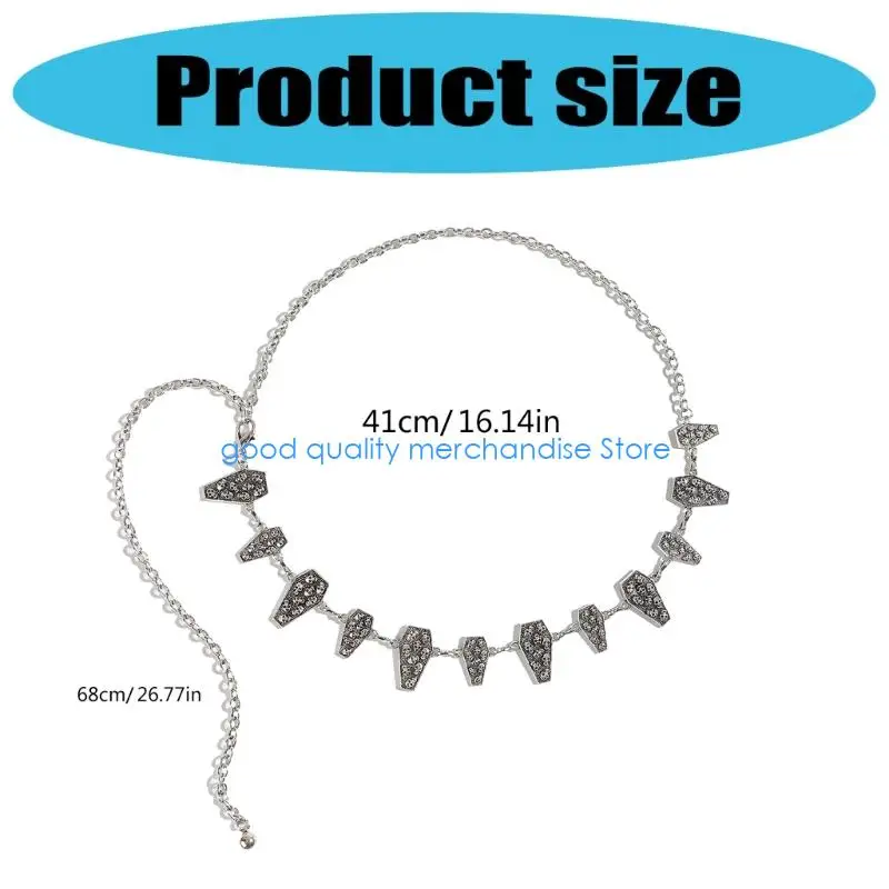 Y5JD سلسلة خصر معدنية عصرية على شكل جمجمة للنساء فضية قابلة للتعديل بالإضافة إلى حزام مرن للاستخدام اليومي والحفلات ذات الطابع