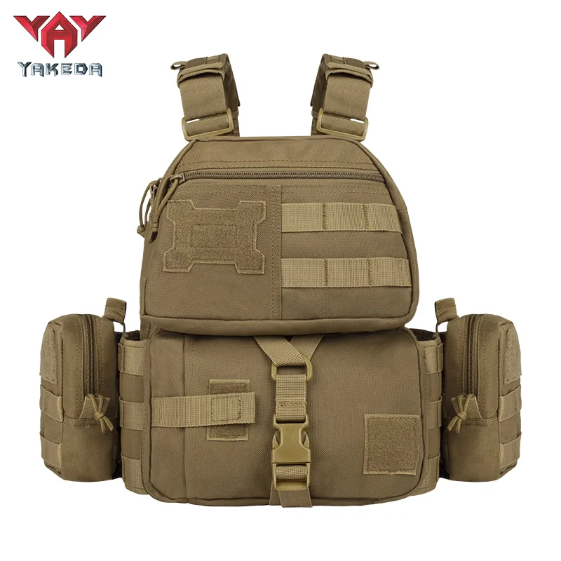 YAKEDA-chaleco táctico Molle, bolsa de Panel con cremallera, Kit de accesorios, mochila de transporte, placas EVA, caza, Paintball, juego, chaleco protector