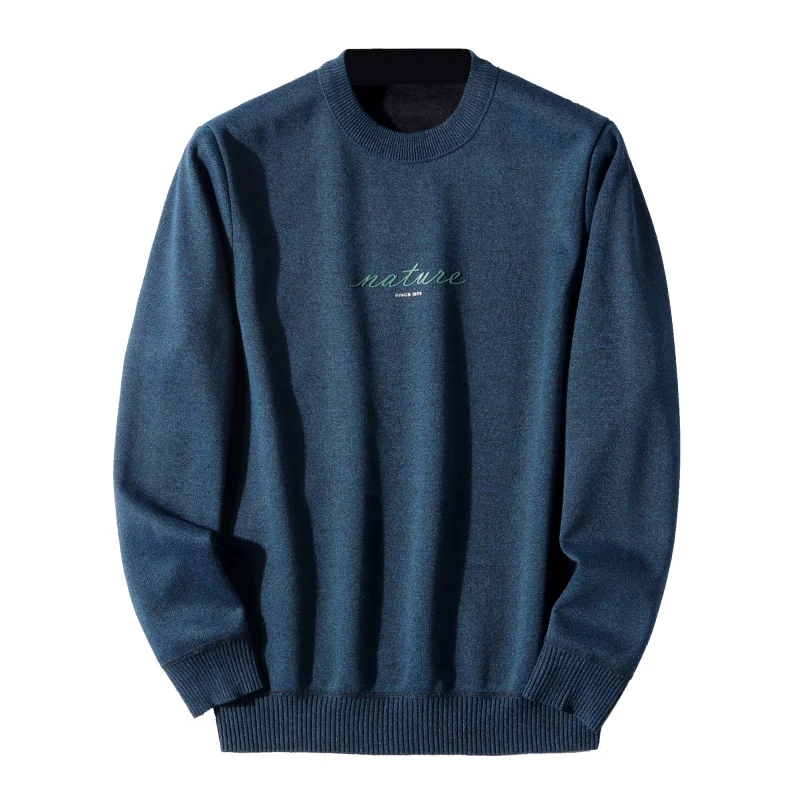 Suéter de punto de cuello redondo de terciopelo ueso que no cae, Top de manga larga de estilo urbano de moda cálido y versá...