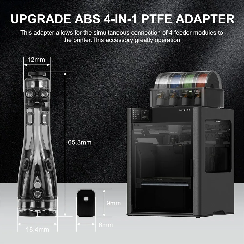 For Bambu Lab H2C/H2D/H2S/P1S/P1P/P2S/X1C/A1/A1 Mini Original 4 in 1 PTFE Tube Adapter 3D Printer Multi-Filament Compatibility