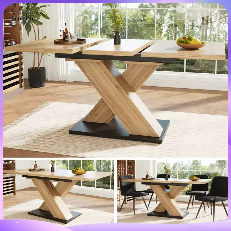 Extendable Dining Table Telescopic Pull Out Table for Living Room Kitchen 119 to 158.5 cm x 80 cm Modern Folding Space Saving