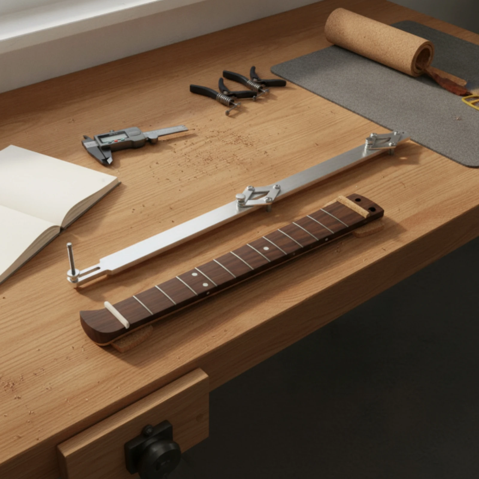 Luthier Ruler with Clamps Long-Lasting Guitar Neck Alignment Tool Guitar Neck Straight Edge Sturdy Gauge High Accuracy