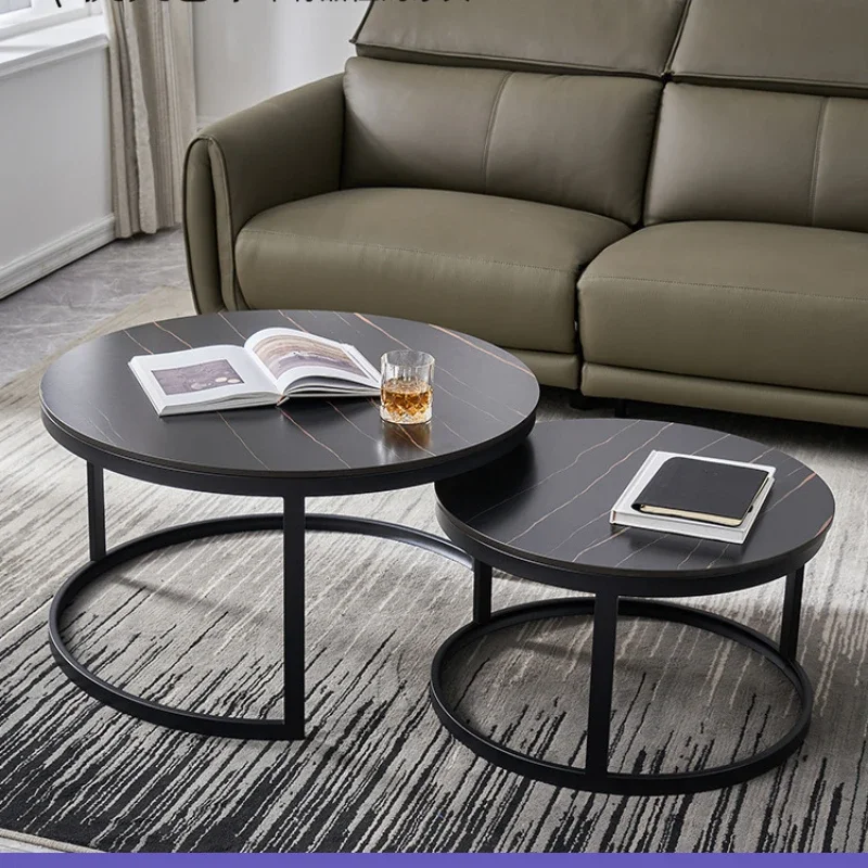 

Arno round Stone Plate Coffee Table Combination Simple Nordic Table Retractable O87