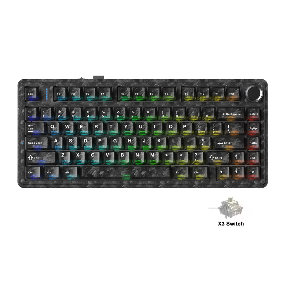 AULA F75 Master Edition Wireless Gaming Keyboard Dual 8K High Response Forged Carbon Fiber Shell 75% Layout Gasket Hot-swappable