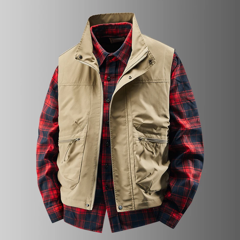 الرجال في الهواء الطلق عالية الجودة عادية تنوعا سترة دون أكمام لربيع الخريف يرتدي يندبروف تنفس الرجال سترة جلدية