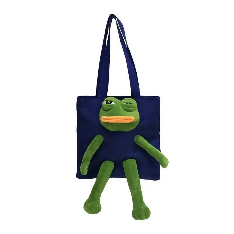 Sad Frog Japanese And Korean Cartoon Art Personality Canvas Bag Cute Plush Doll Portable Messenger Bag Girls Handbag