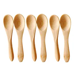 (100pcs) 9cm Bamboo Dessert Spoon Fork Baby Kids Use Mini Bamboo Spoons Bamboo Forks
