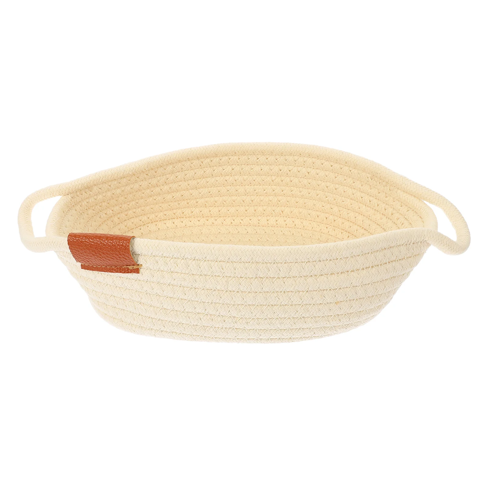 

Cotton Rope Storage Basket Beige Fabric Woven Baskets Toy Plant Small Blanket Holder Foldable Design Multipurpose Home Decor