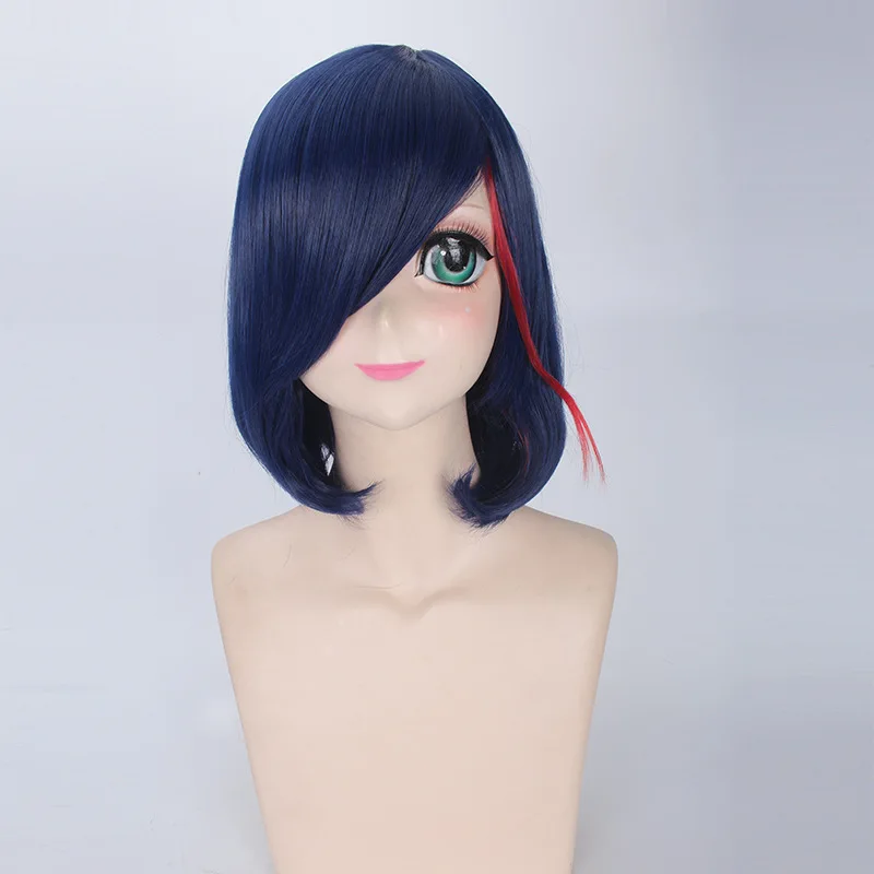 35CM Dark Blue Wig Anime Cosplay Woman Wigs  Synthetic Party Costume Peluca
