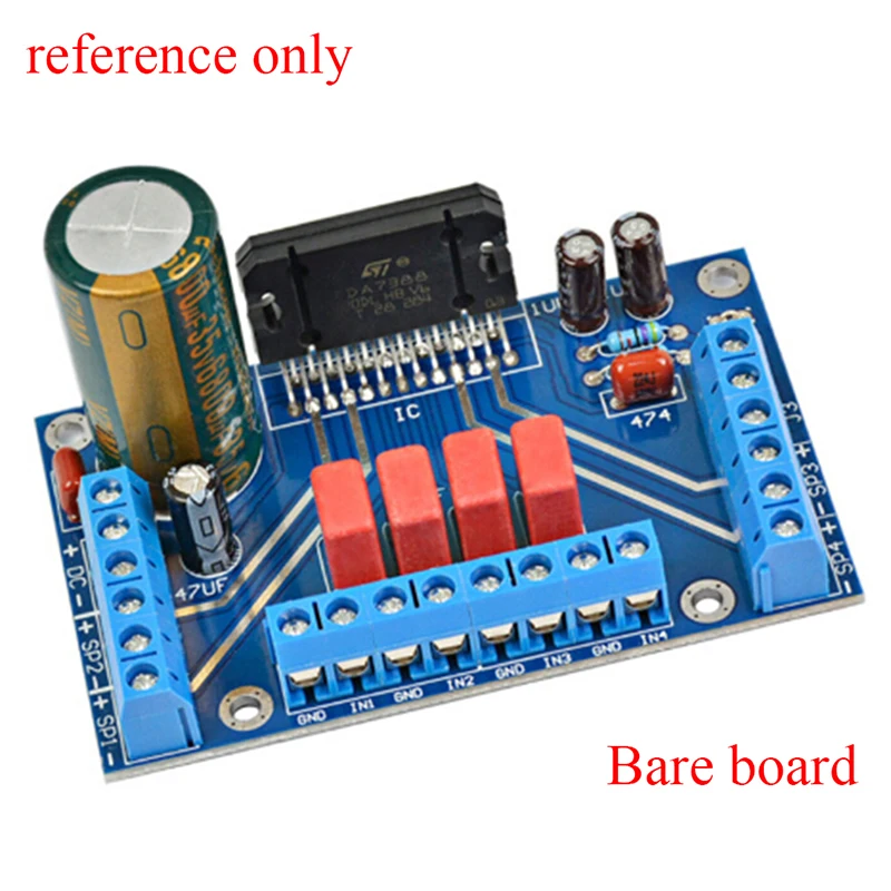¡OFERTA! 1 placa amplificadora de potencia vacía TDA7388 de cuatro canales 4x41W audio DC 12V BTL para PC y coche (PCB)