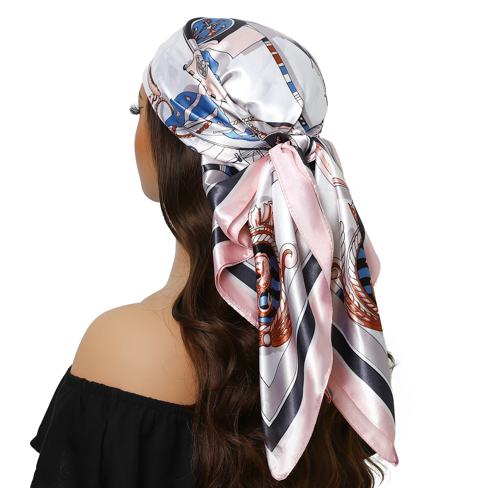 90*90cm Elegant Celebrity Plant Peony Flower Silk Scarves Fashion Women Headscarf Large Square foullard Muslim bandanna muffler