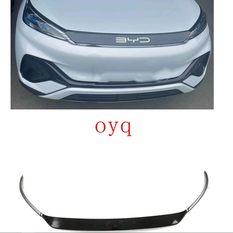 

High Quality ABS Bright black Suitable for BYD Yuan Plus grille decorative strip ATTO3 2023+front face front hood lamp eyebrow d