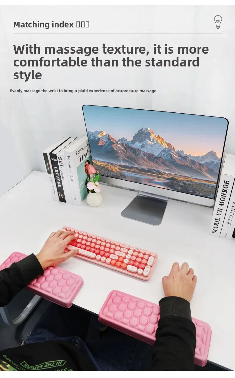 Ellbogenstütze, Tastaturauflage, ergonomische Schreibtischunterlage für Büro, Komfort beim Tippen, weiche Handgelenkauflage, Mauspad, 2 Farben – Detail 4