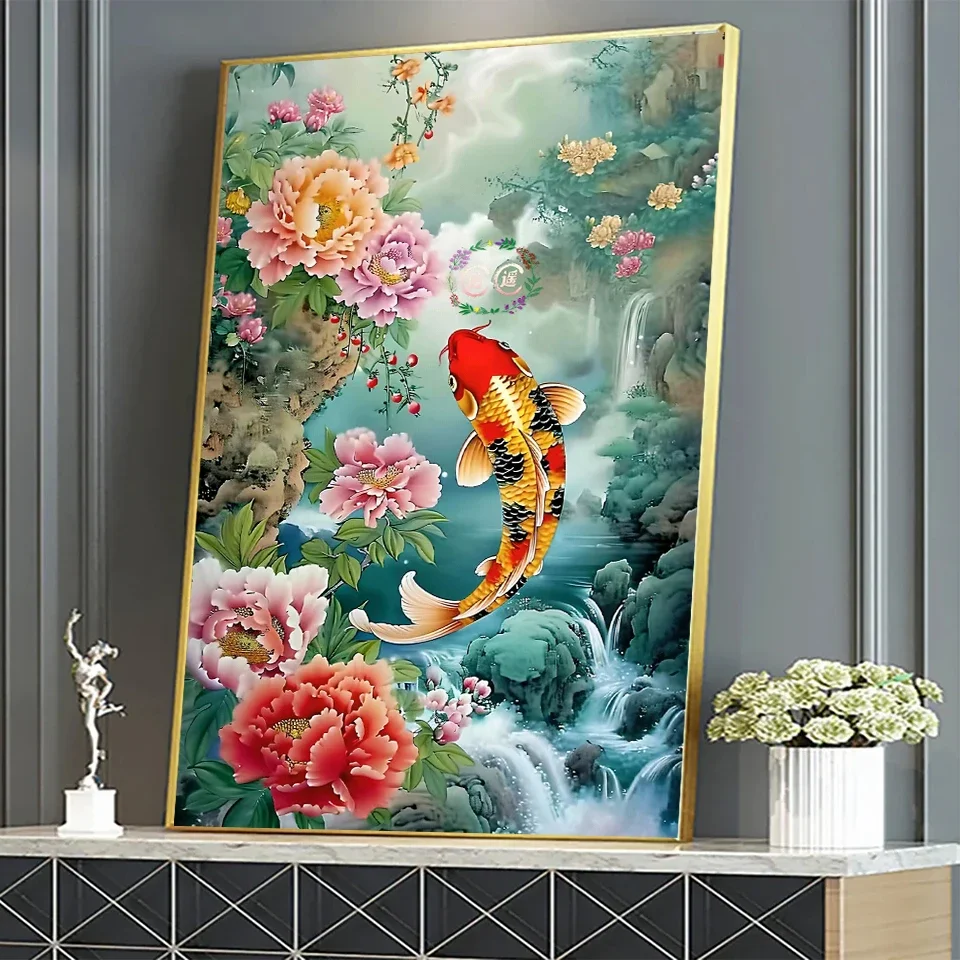 Diamond Painting Cross Embroidery Modern Wall Art Goldfish Flower Landscape 5D DIY Mosaic Embroidery Home Decoration Y1413