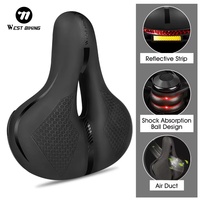 WEST BIKING Bicycle Saddle MTB Bike Seat Waterproof Soft Seat Cushion Bike Accessories PVC Steel Hollow Wide Cycling Saddles