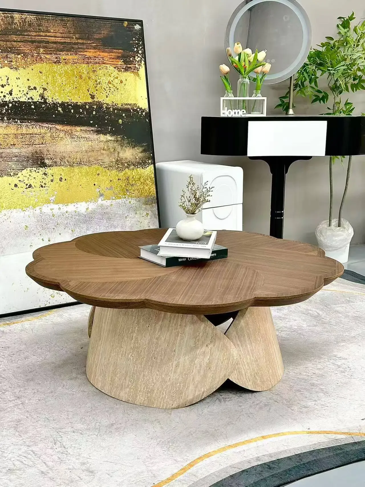 Q  Silent Wind Special-shaped Superior Sense Coffee Table Light Luxury Living Room Coffee Table