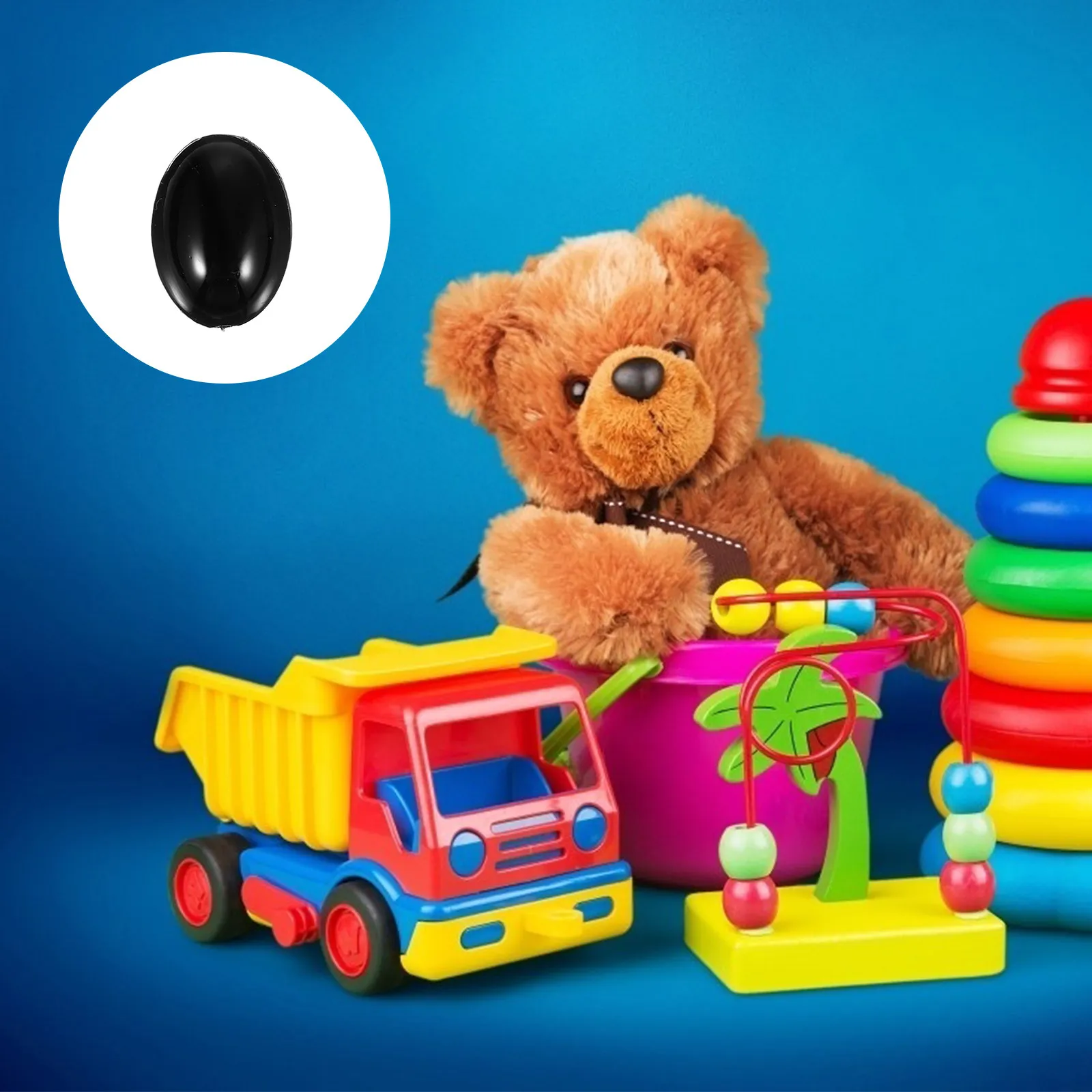 100Pcs Flat Base Nose Eye Materials Black Plastic Oval Safety Eyes for DIY Craft Supplies Black Plastic Eyes DIY Craft