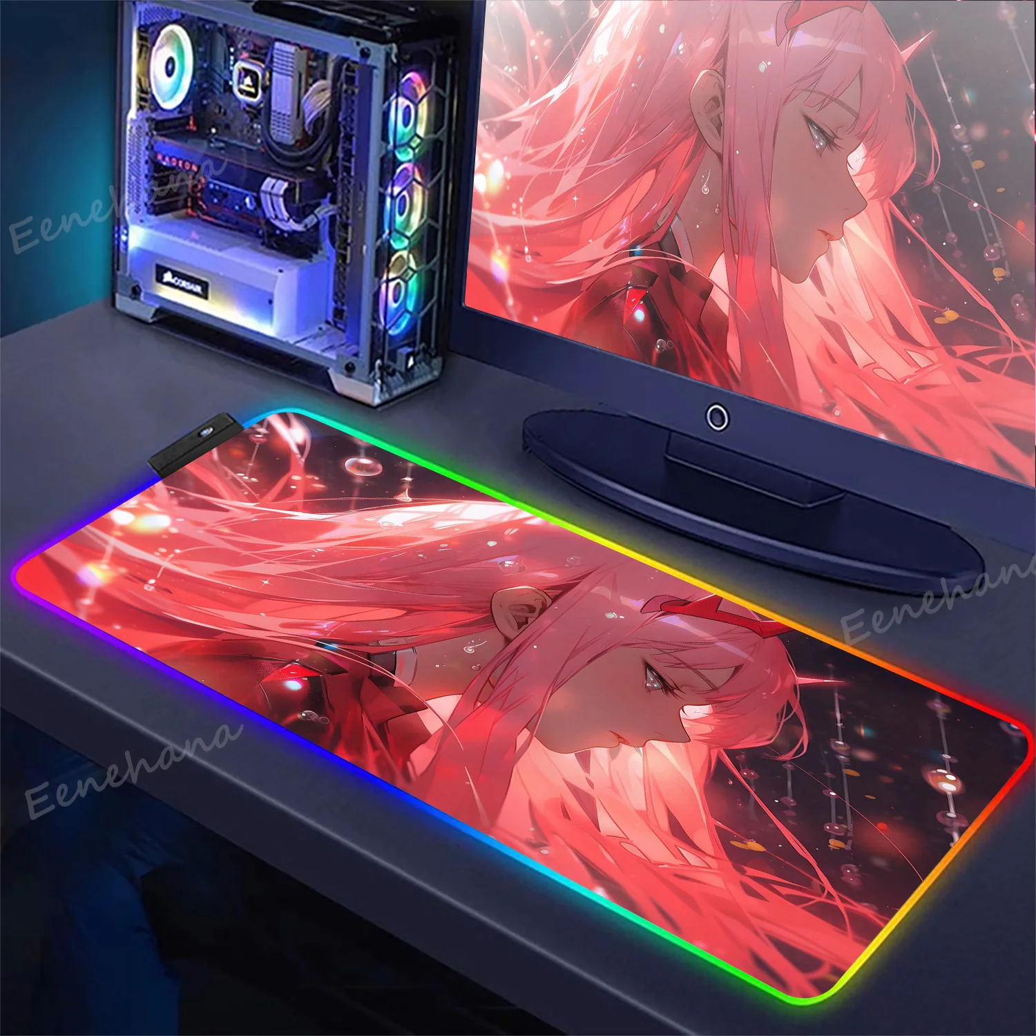 

RGB Mouse Pad Gamer Large Mousepad Anime Zero Two XL Mouse Mat Darling in the FranXX 02 Carpet LED Rubber Lighting Keyboard Pads