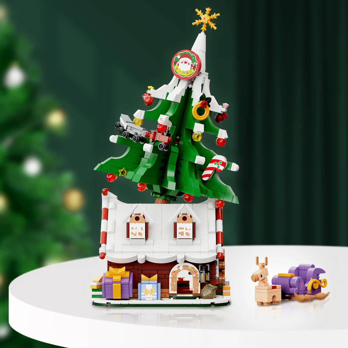 Kerstboomhut Bouwstenen Kerstman Beeldjes Mini Bakstenen DIY Montage Speelgoed Kinderen Kerstmis Nieuwjaar Cadeau Plastic Model