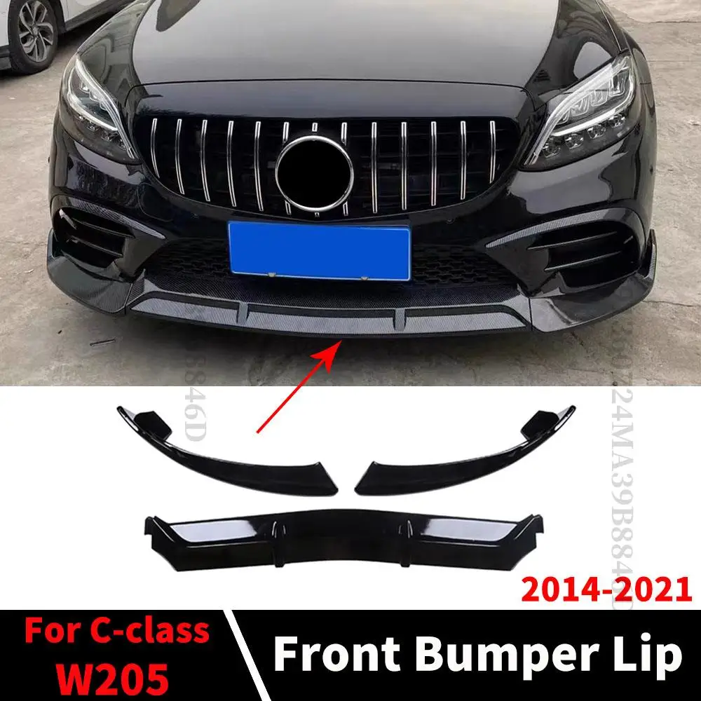 

Guard Carbon Fiber Front Bumper Lip Chin For Mercedes W205 Benz C 2014-2021 C180 C200 C260 C300 Style Tuning Accessories